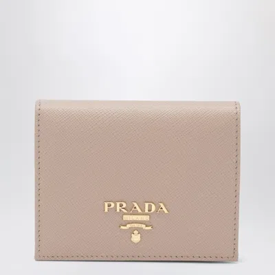 Prada Mini Saffiano Leather Wallet In Purple