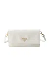 Prada Triangle-logo Leather Mini Bag In White