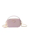 Prada Mini Zip Saffiano Leather Crossbody Bag In Snow Pink
