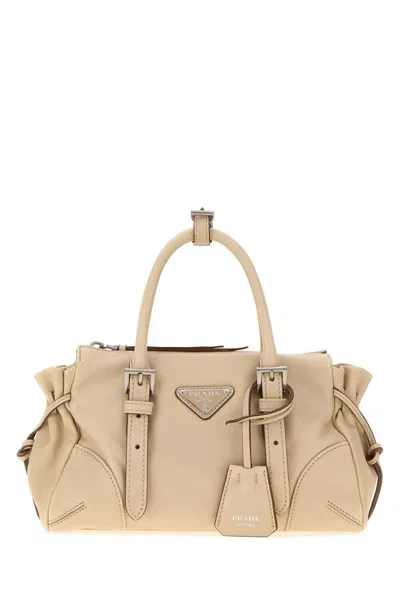 Prada Mini Sand Leather Small Karin Handbag In Black