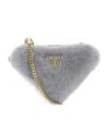 Prada Mini Shearling Crossbody Bag In Gray