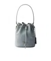 Prada Flou Drawstring Leather Bucket Bag In Gray