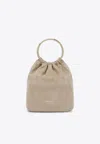 Prada Mini Suede Bucket Bag In Sand