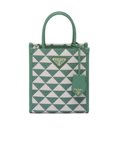 Prada Mini Symbole Tote Bag In Green