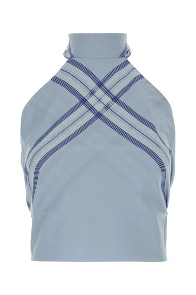 Prada Checked Halterneck Top Summer Collection In Blue