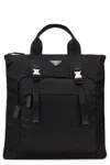 Prada Mini Tote Handbag In Recycled Nylon And Leather In Black
