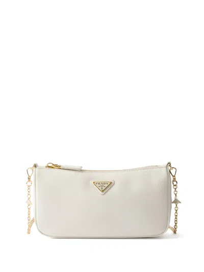 Prada Mini Triangle-logo Cross Body Bag In White