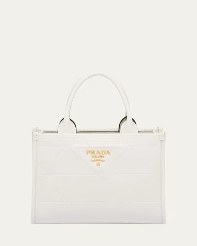 Prada Mini Triangle Logo Leather Tote Bag