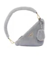 Prada Grey Shearling Mini Shoulder Bag In Cornflower Blue