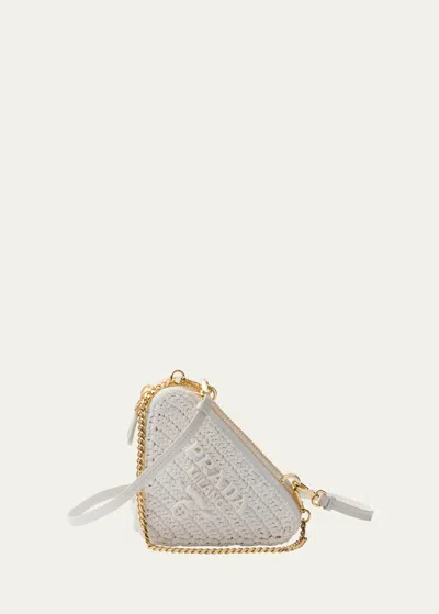 Prada Womens White Triangle-shaped Woven Cross-body Bag