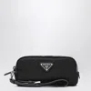 Prada Mini Triangle-logo Makeup Bag In Black