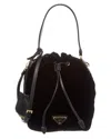 Prada Mini Velvet & Leather Bucket Bag In Black