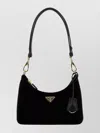 Prada Mini Velvet Shoulder Bag With Chain Detail In Black