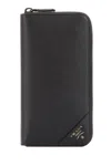Prada Mini Vitello Leather Wallet In Black