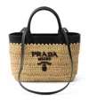 Prada Womens Neutral Logo-embroidered Mini Crochet And Leather Tote Bag