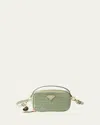 Prada Womens Green Crochet And Leather Mini Pouch In Green