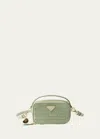 Prada Mini Zip Crossbody Bag In Green