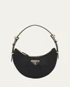 Prada Zip Calf Leather Shoulder Bag In Nero