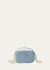 Prada Mini Zip Saffiano Leather Crossbody Bag In F0076 Celeste