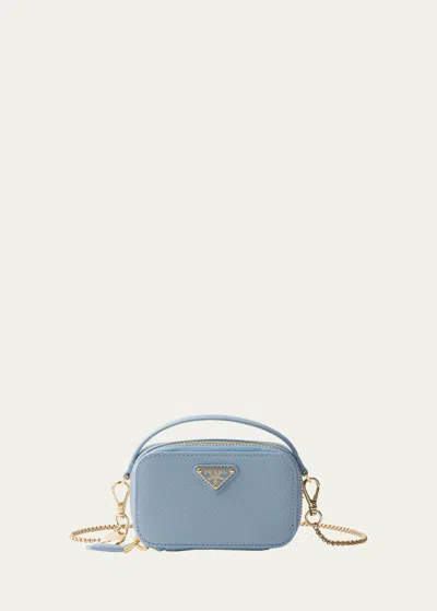 Prada Saffiano Leather Mini Bag In F0076 Celeste