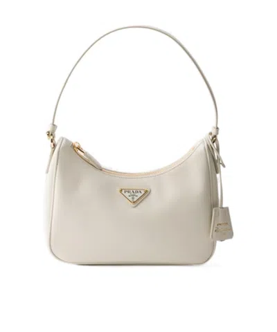Prada Mini Zippered Handbag In White