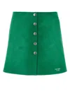 Prada Minigonna In Pelle Scamosciata Verde Prato Donna