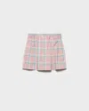 Prada Checked Cotton Miniskirt In Multi