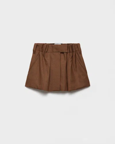 Prada Pinstriped Mouliné Wool Miniskirt In Brown