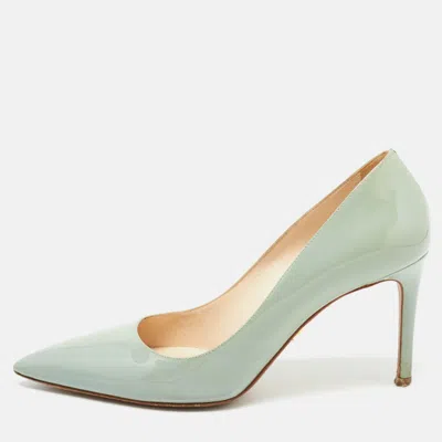 Pre-owned Prada Mint Green Patent Leather Pointed Toe Pumps Size 38