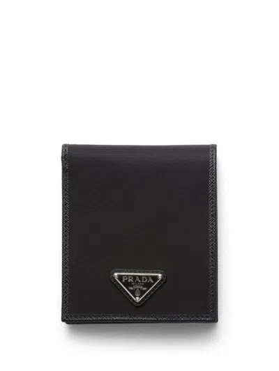 Prada Minuteria Tessuto+saffiano In Black