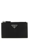 Prada Grained Leather Card Holder With Textured Finish