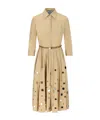 Prada Mirror Embellished Belted Midi Dress In Brown