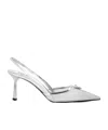 Prada Mesh Fabric Slingback Pumps In Silver