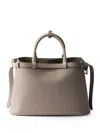 Prada Buckle Medium Leather Handbag With Double Belt In Gray