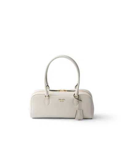 Prada Mittelgrosse Henkeltasche Aus Leder In White