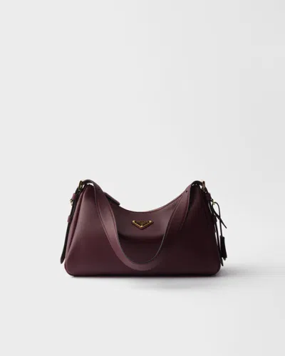 Prada Aimée Medium Leather Shoulder Bag In Burgundy