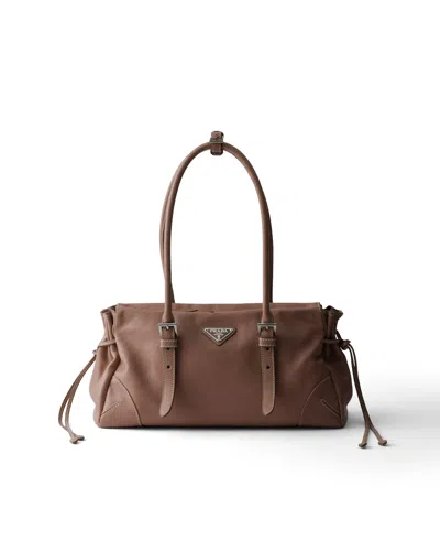 Prada Mittelgrosse Tote Bag Aus Gealtertem Leder In Pattern