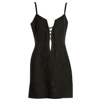 Pre-owned Prada Miu Miu By Miuccia  Green Wool Fleece Slip Dress With Crystals, Ss 1998