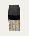 Prada Mixed-media Embellished Midi Skirt In F0y06 Acciaio Ardesia