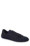 Prada Mixed Media Low Top Sneaker In Navy