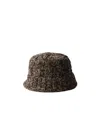 Prada Fischerhut Aus Melierter Wolle In Black/camel