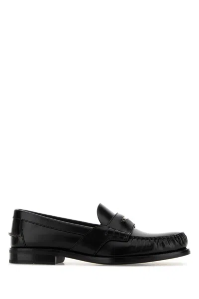Prada Classic Leather Loafers For Women In Black