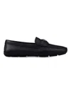 Prada Leather Loafers With Round Toe And Rubber Sole In Black