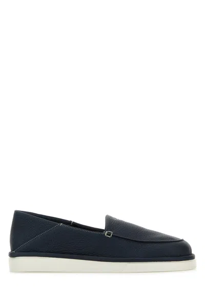 Prada Mocassini In Pelle Blu Uomo
