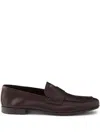 Prada Leather Loafers With Strap In Brown