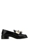 Prada Women Brushed Leather Loafers With Metal Ring In Black