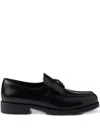 Prada Brushed Leather Loafers In Black