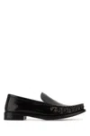 Prada Patent Finish Loafers With Logo Plaque In Black