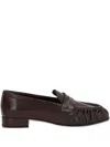 Prada Dark Brown Leather Loafers In Brown