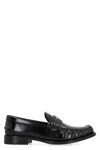 Prada Moccasins In Brushed Leather In Black